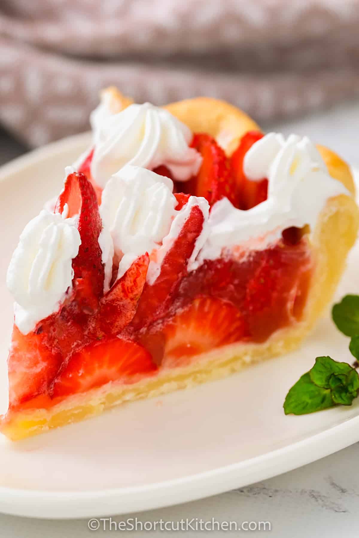 slice of Fresh Strawberry Pie on a plate