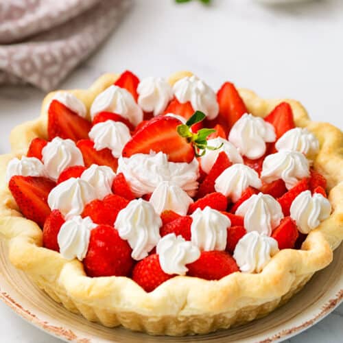 baked Fresh Strawberry Pie on a plate