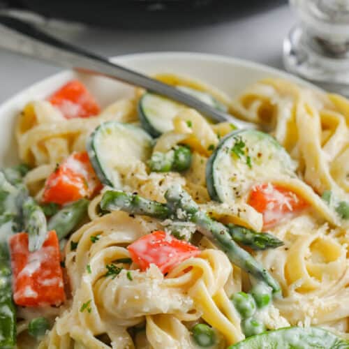 close up of pasta primavera recipe