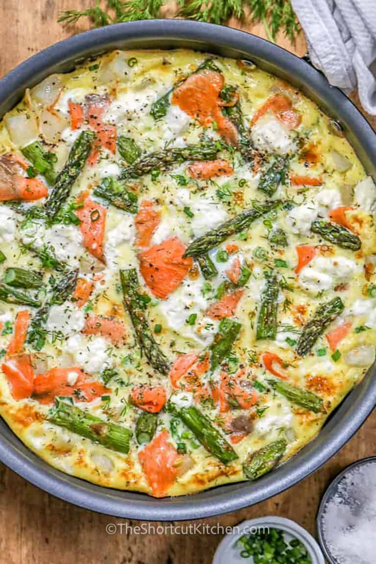 Salmon Asparagus Frittata (10 Minute Prep!) - The Shortcut Kitchen