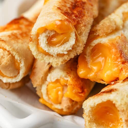 close up of Grilled Cheese Roll Ups