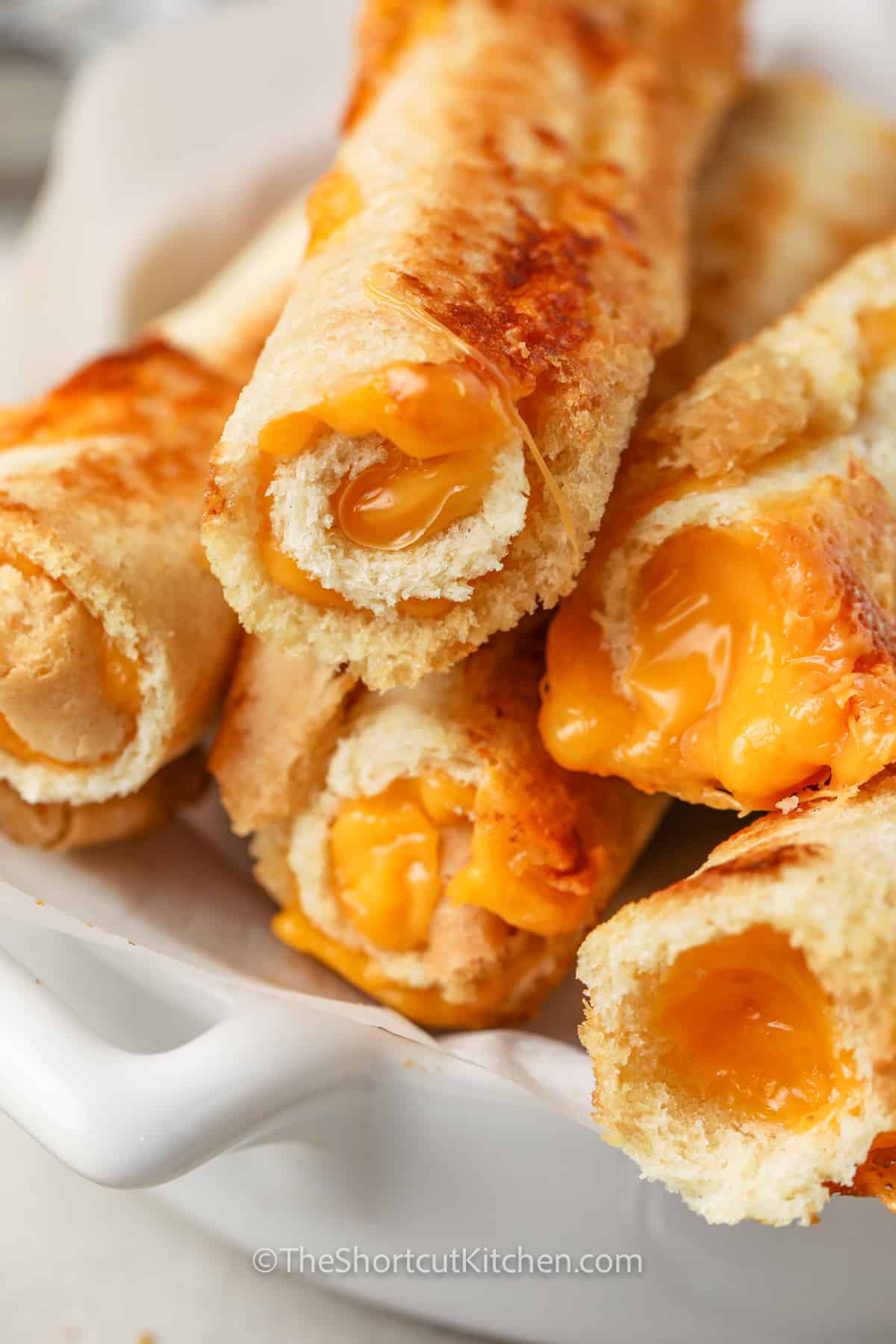 close up of Grilled Cheese Roll Ups