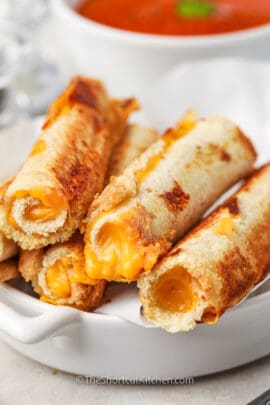 plated Grilled Cheese Roll Ups