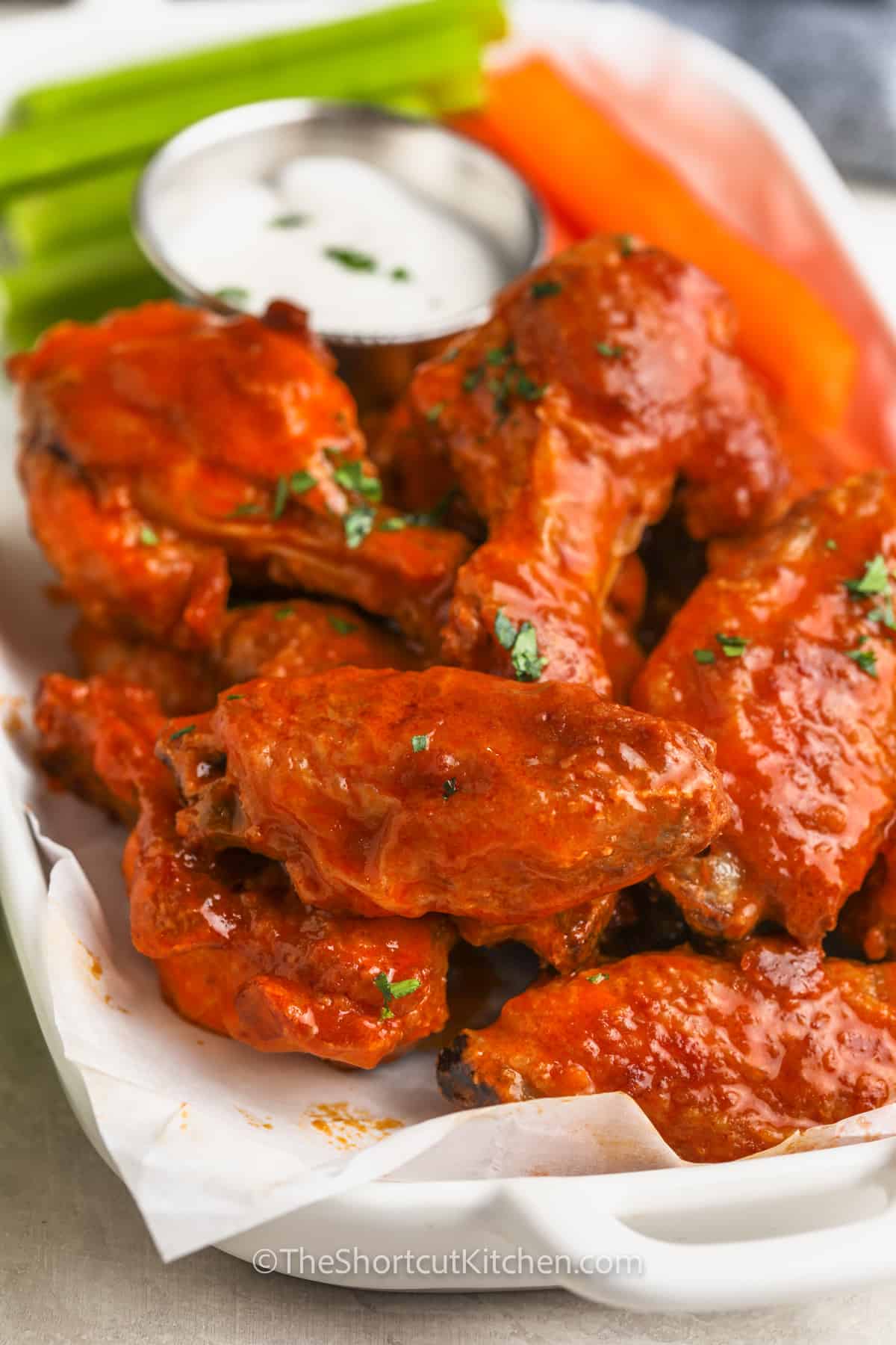 plated Oven Baked Chicken Wings