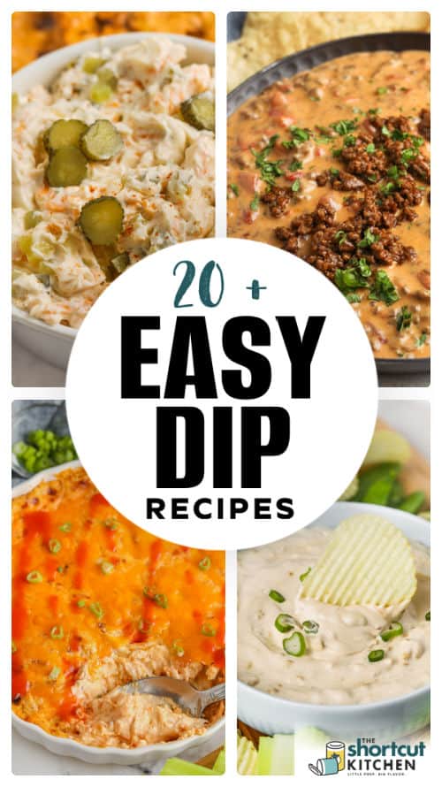 images of Easy Dip Recipes with writing