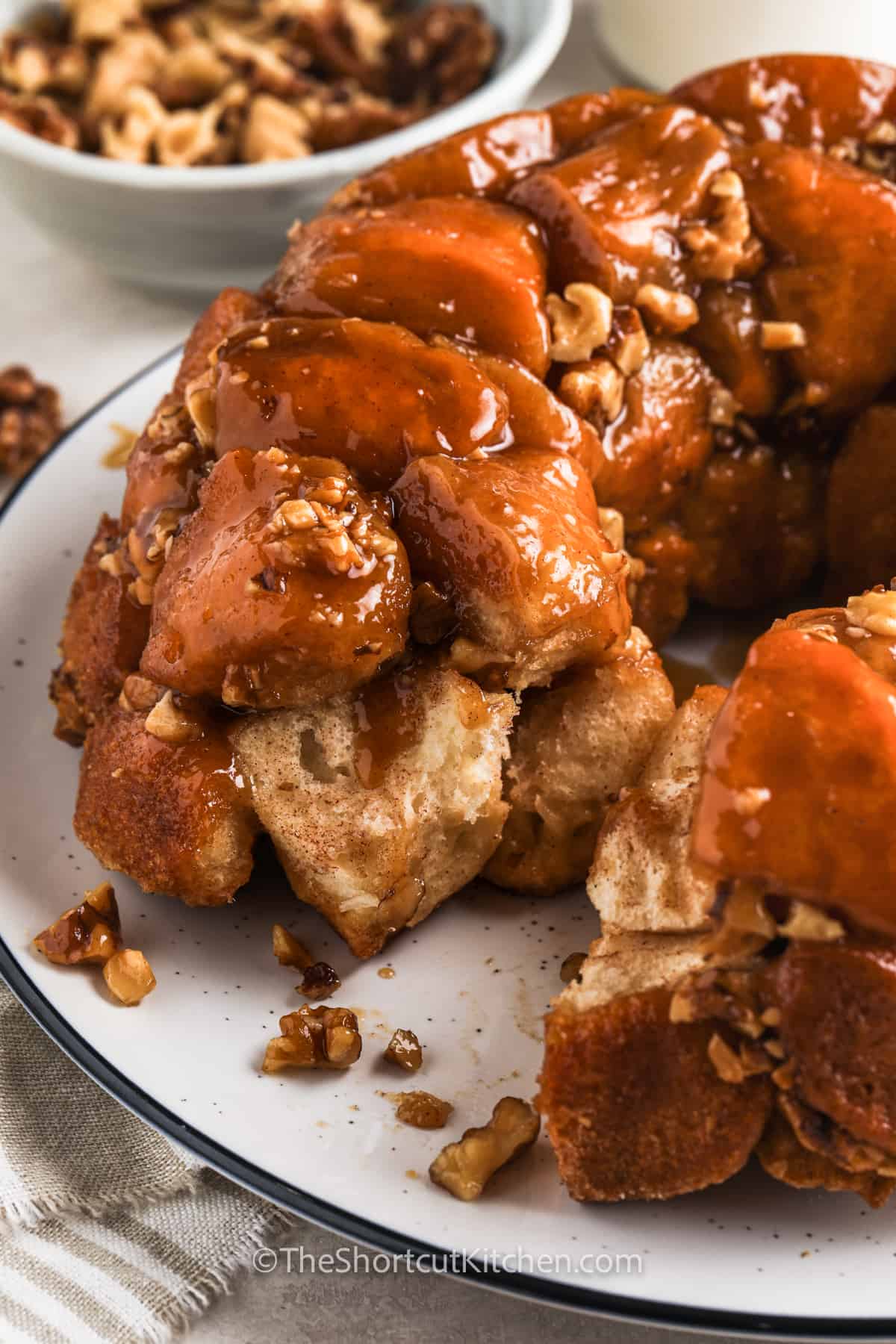 recipe for Monkey Bread with a piece taken out