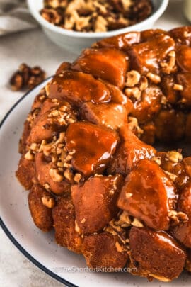 pull apart recipe for Monkey Bread on a plate