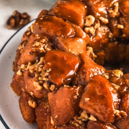 pull apart recipe for Monkey Bread on a plate