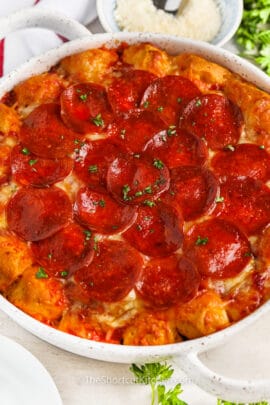 dish with Cheesy Bubble Pizza Recipe