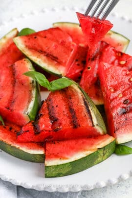 Grilled Watermelon on a fork