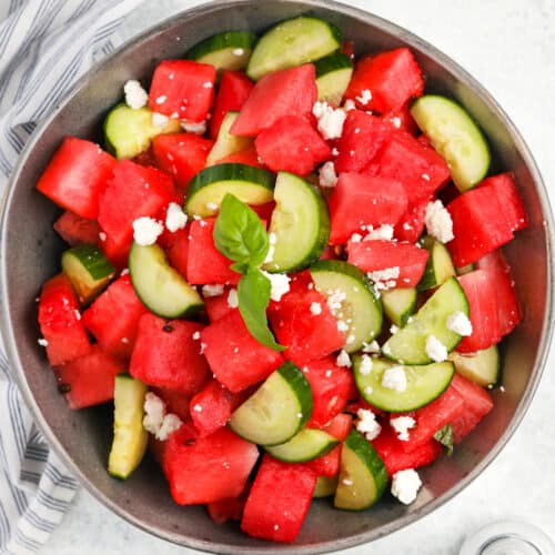 bowl of Watermelon Cucumber Salad