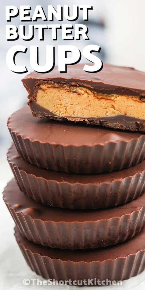 A stack of homemade peanut butter cups with text
