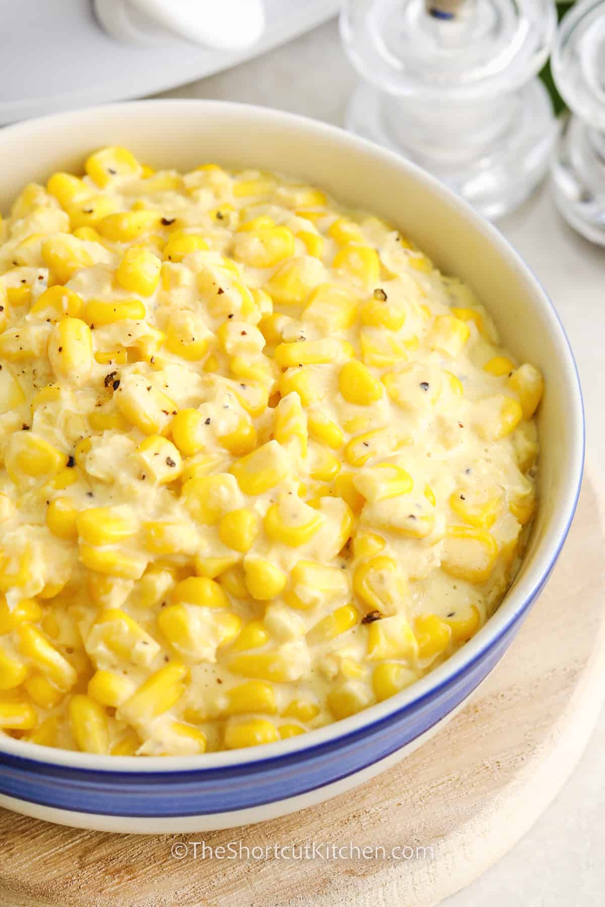 a bowl of crockpot creamed corn