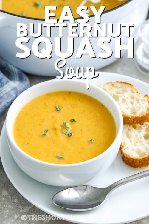 easy butternut squash soup with text