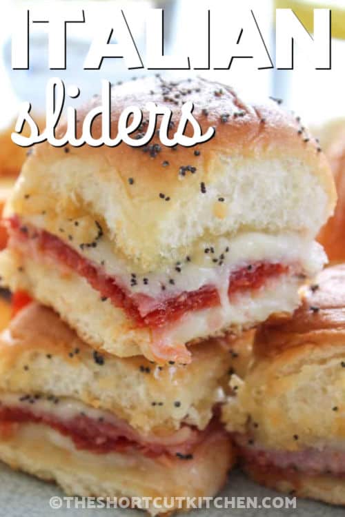 plated Easy Italian Sliders with a title