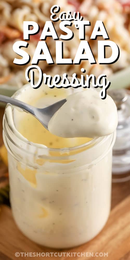 pasta salad dressing with text