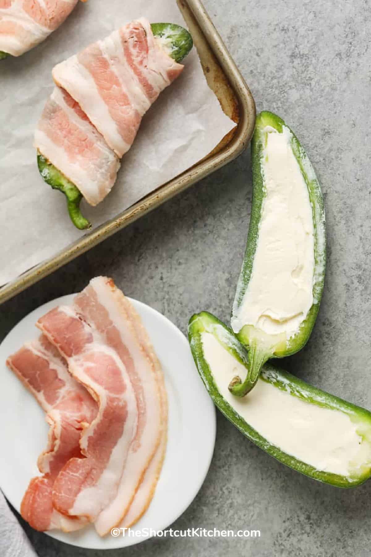 cream cheese stuffed jalapenos with bacon on the side