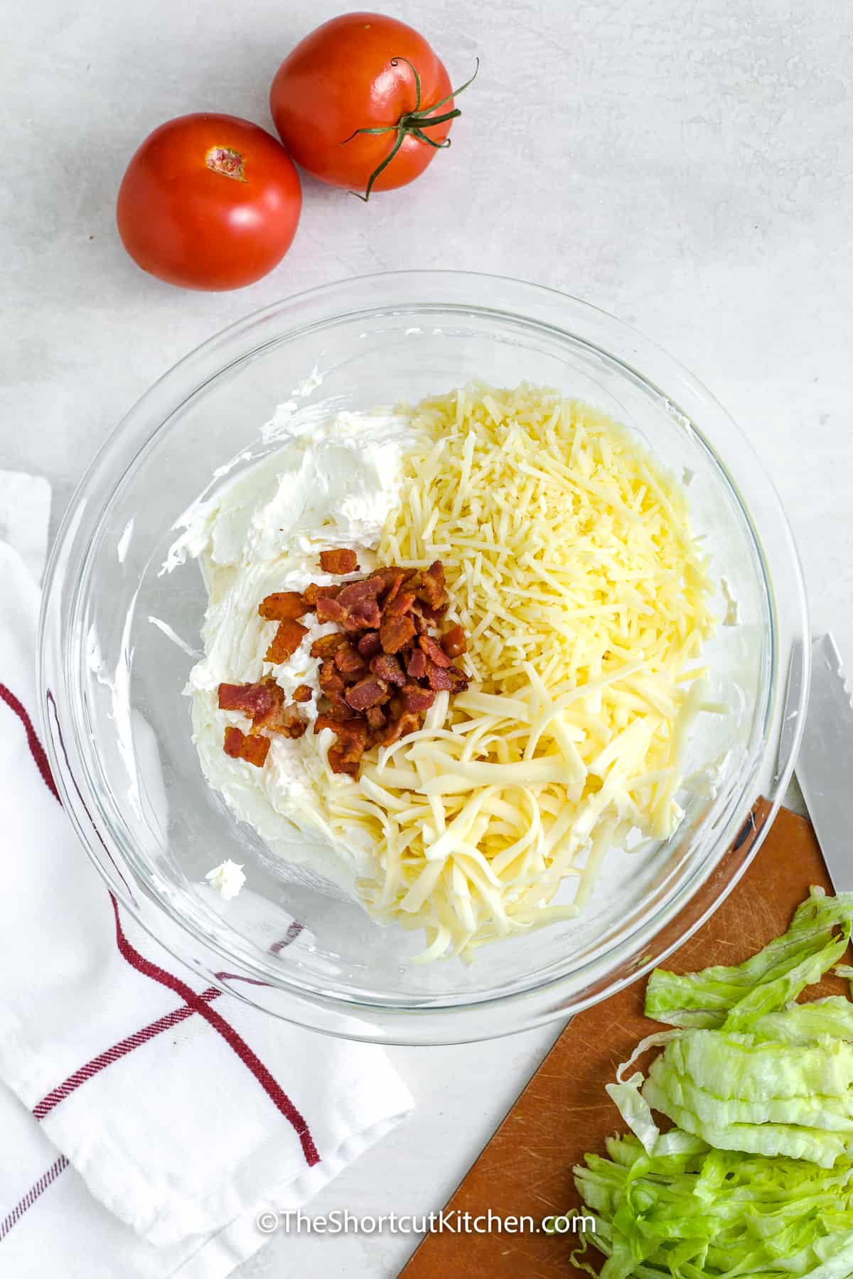 cheese added to other ingredients for creamy BLT dip