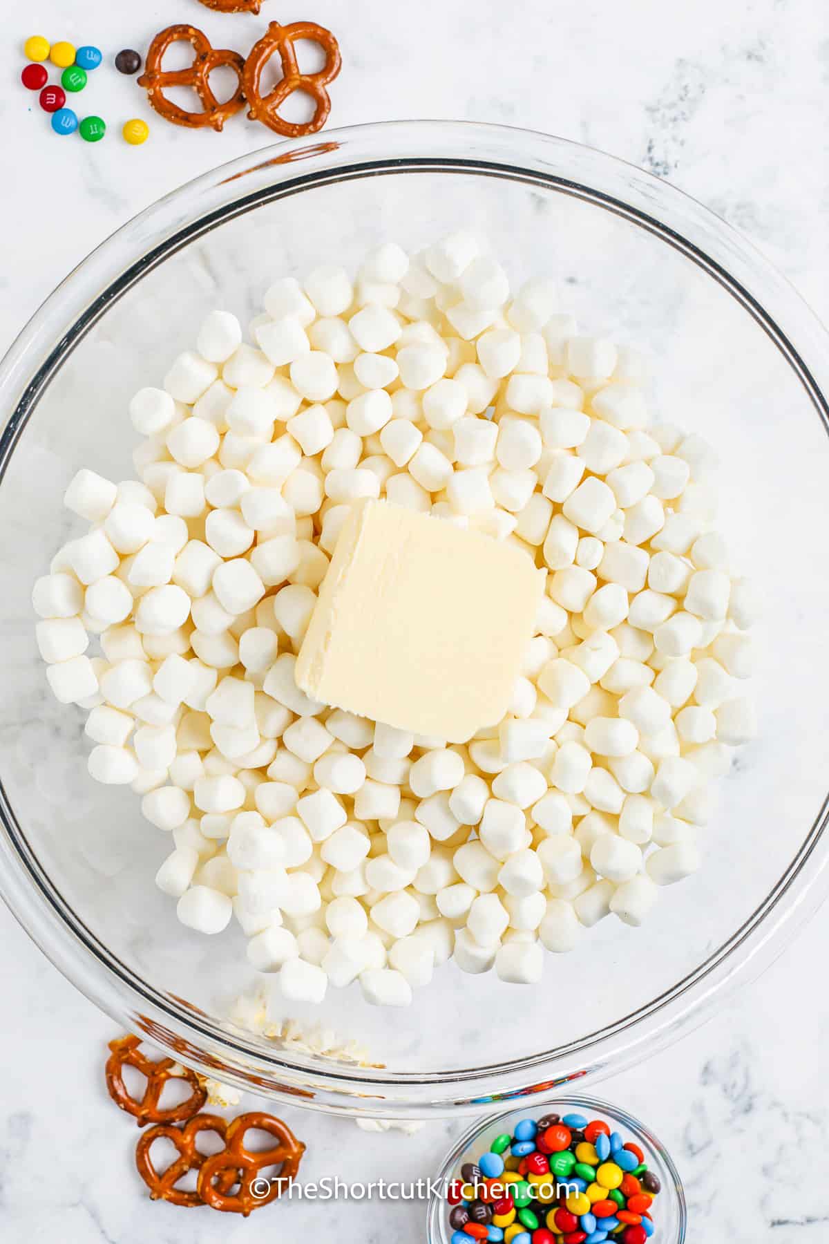 bowl of marshmallows with butter on top