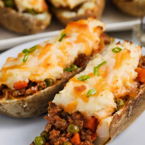 plated Cottage Pie Baked Potatoes