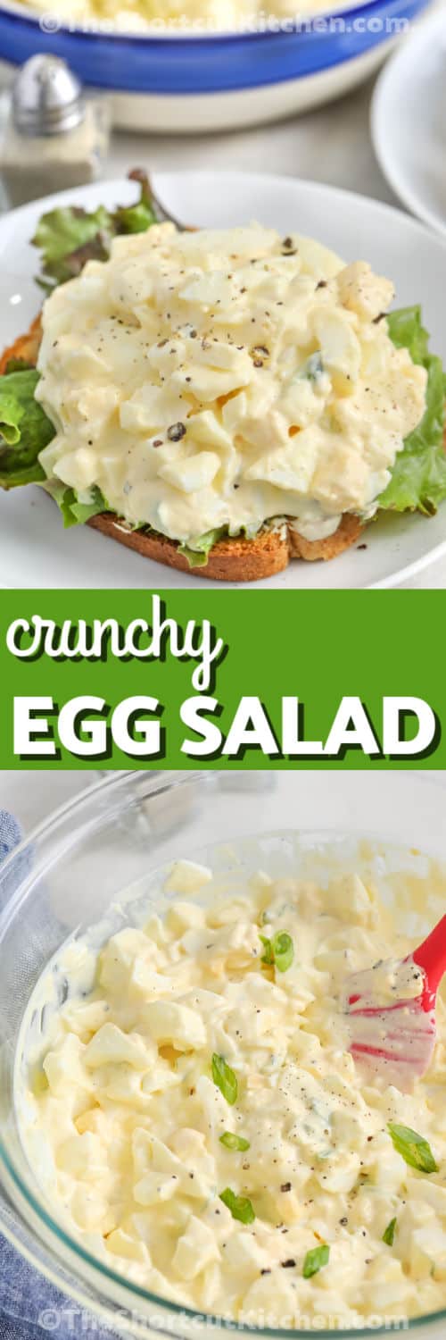 Best Egg Salad Recipe on a sandwich, and in a bowl under the title