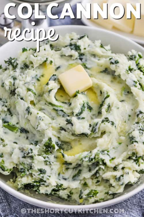 Colcannon Recipe with butter and writing