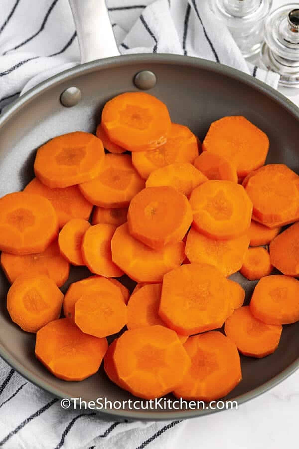 carrots in the pan to make Brown Sugar Carrots