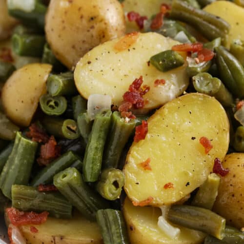 close up of Green Beans and Potatoes in a bowl