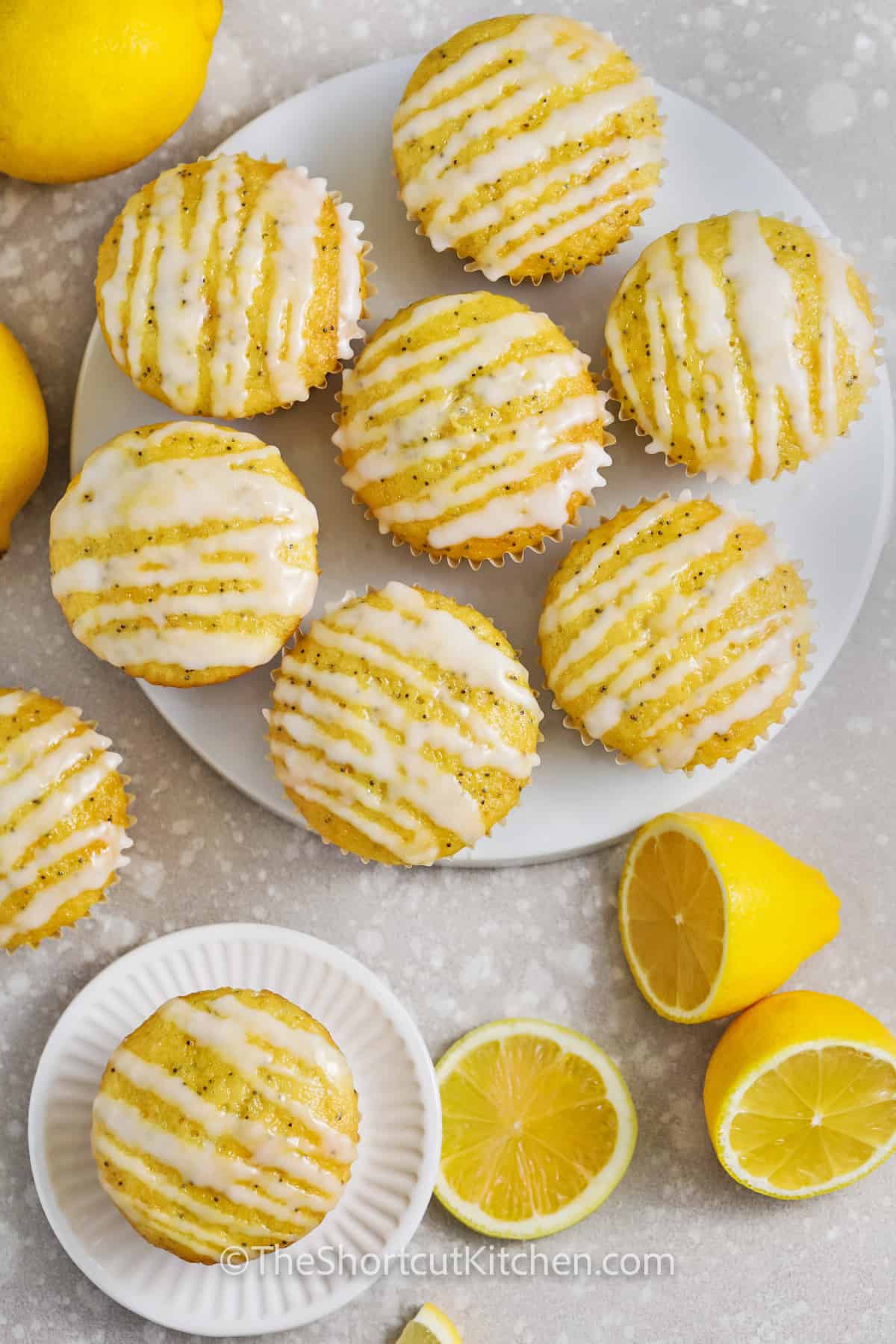 Lemon poppyseed muffins prepared on a plate