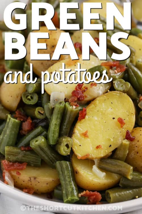green beans and potatoes, with a title