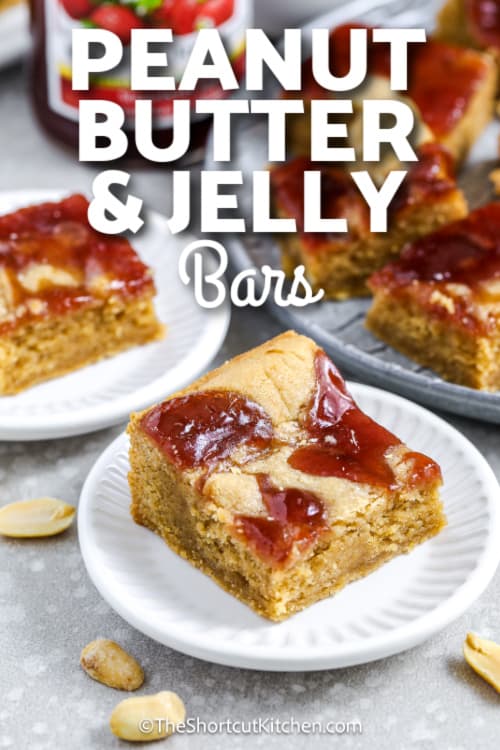 Peanut butter and jelly bars with text