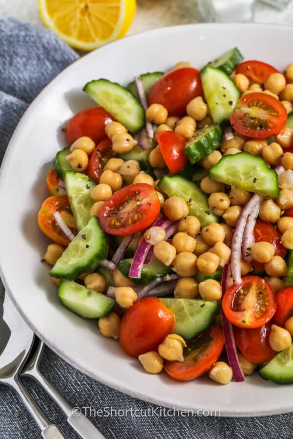 Chickpea Salad Recipe (2 Ingredient Dressing!) - The Shortcut Kitchen