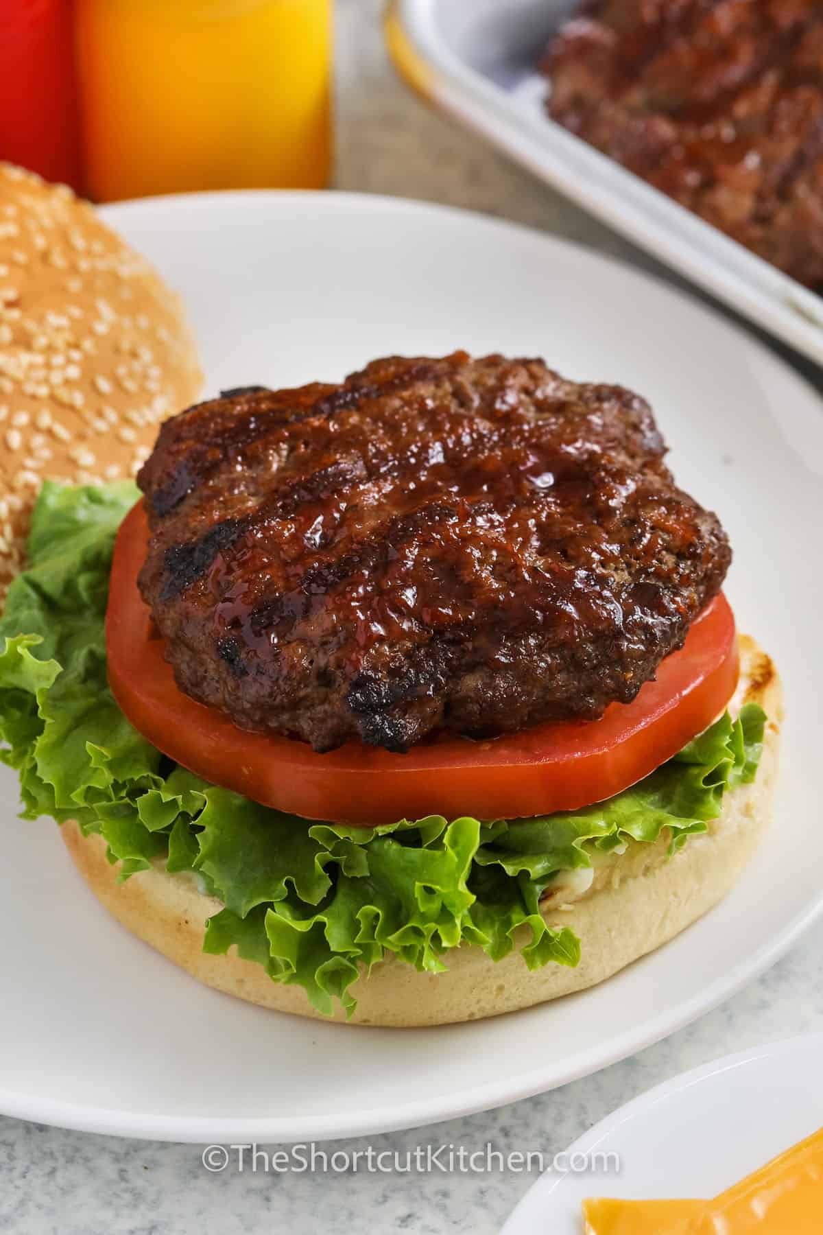 open faced BBQ Grilled Burgers