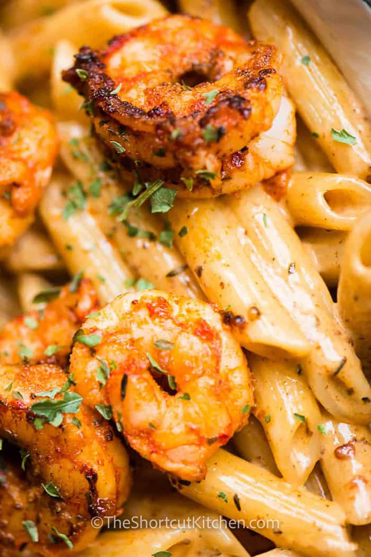 close up of Cajun Shrimp Pasta Recipe