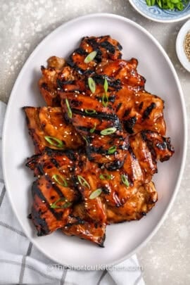 plated Grilled Teriyaki Chicken with green onions