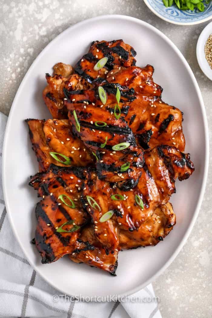 plated Grilled Teriyaki Chicken with green onions