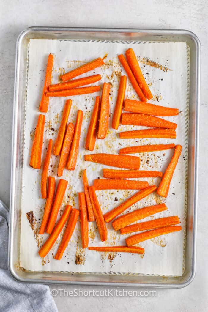 Carrot Fries on a sheet pan