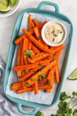 plated Carrot Fries with dip