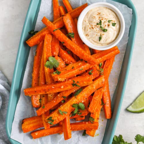 plated Carrot Fries with dip