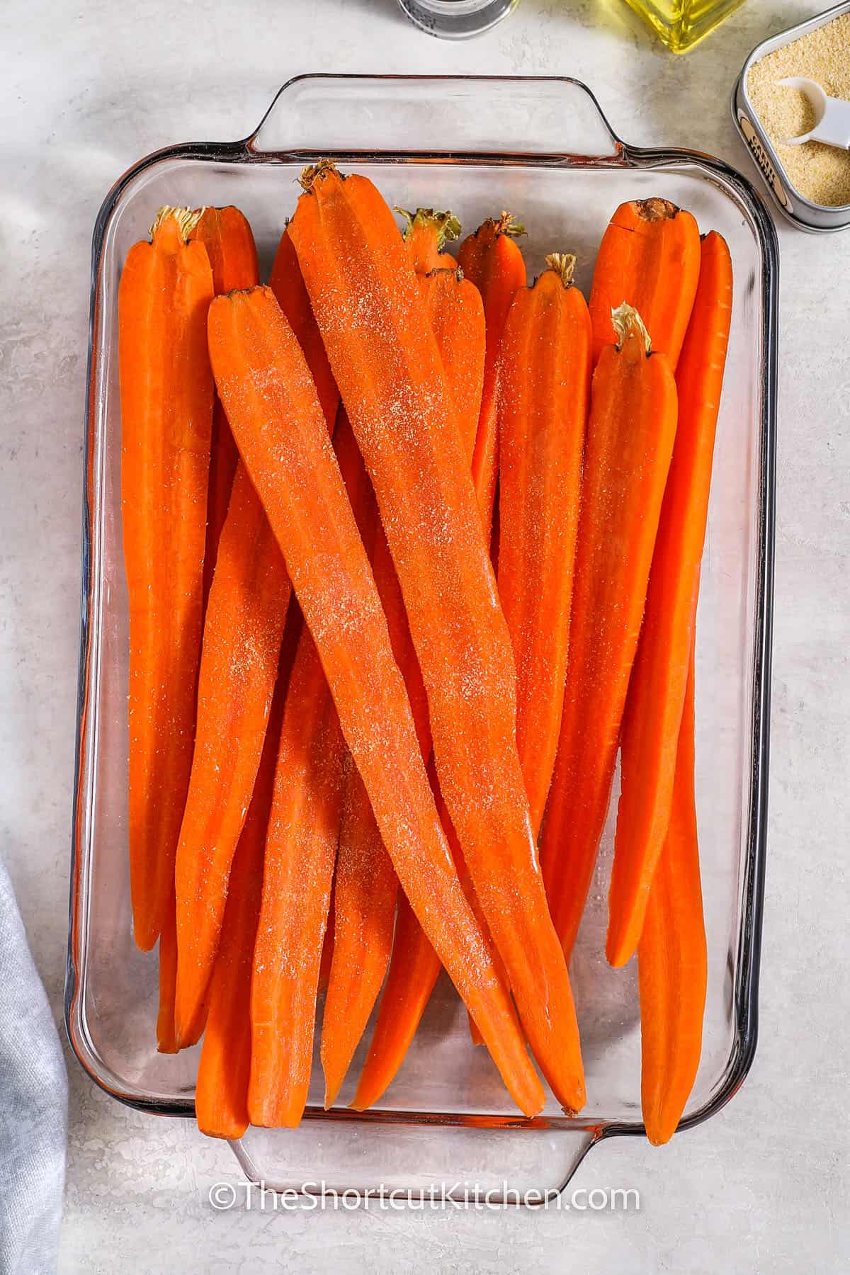 seasoned carrots in a container