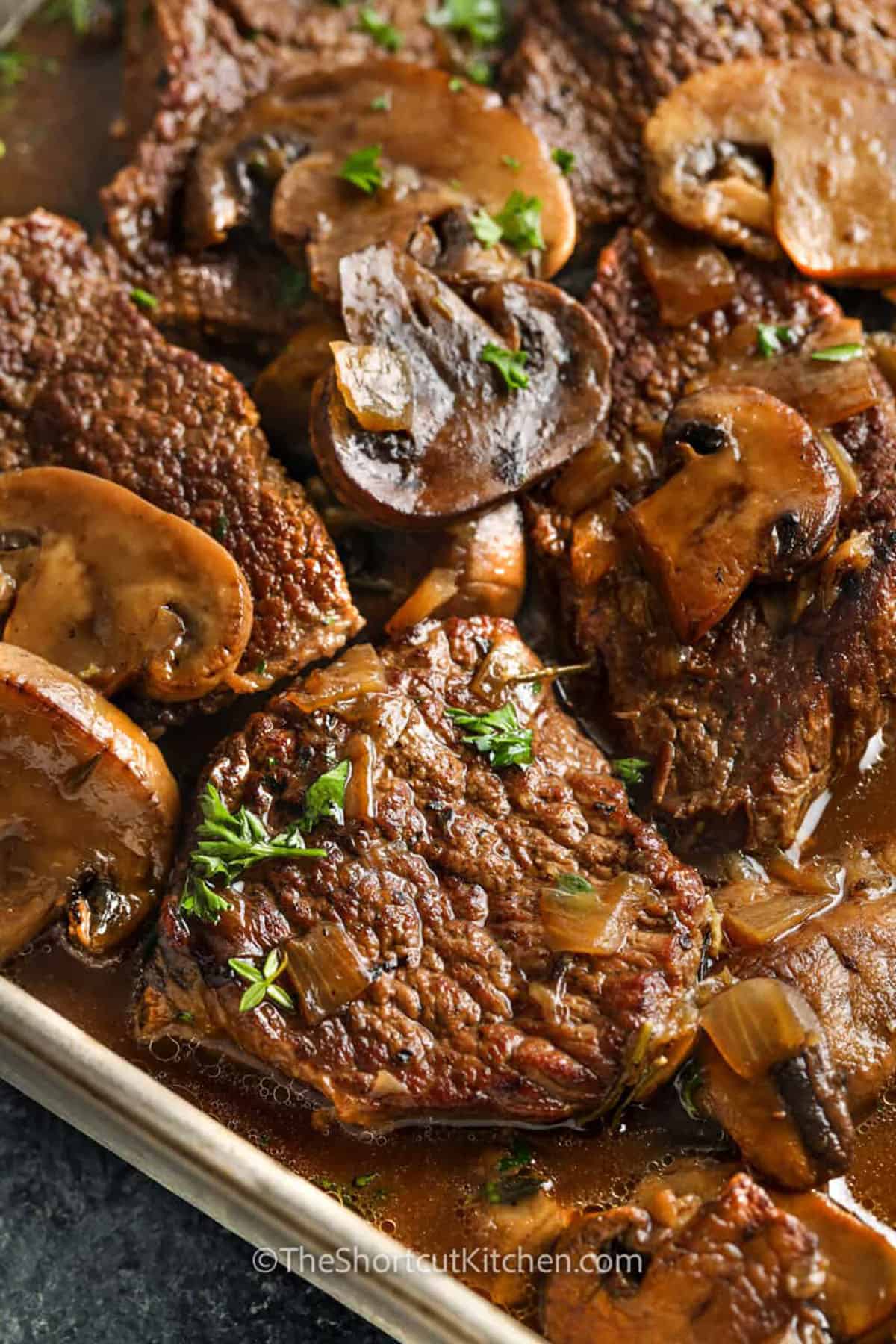 close up of Braised Steak and Mushrooms