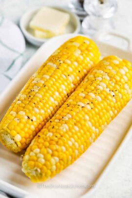 Microwave Corn In Husk with salt and pepper