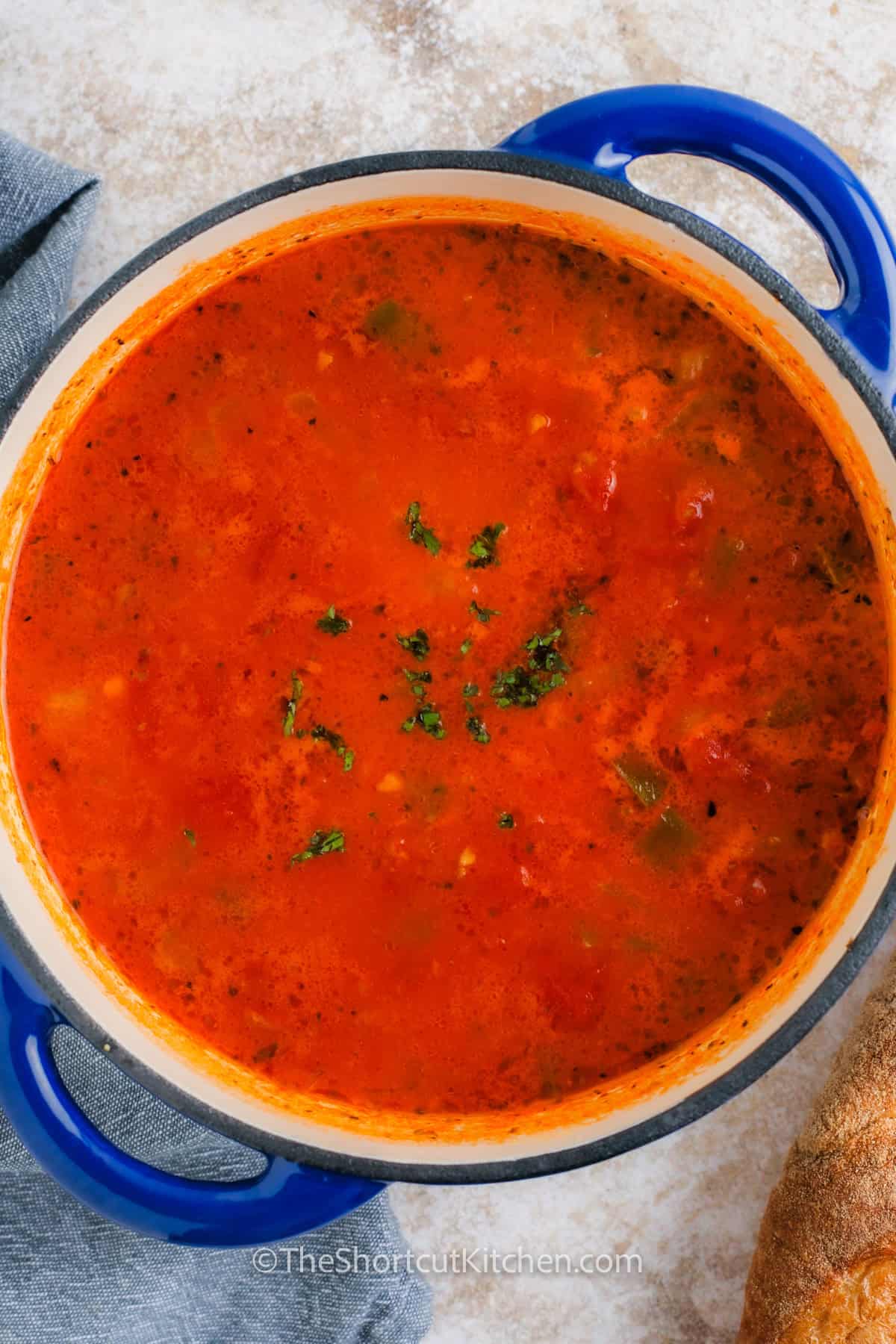 hamburger macaroni soup in a pot