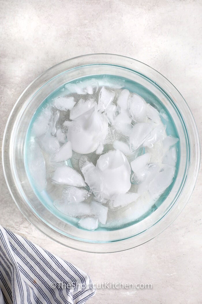 egg in frozen bath to make Microwave Hard Boiled Eggs