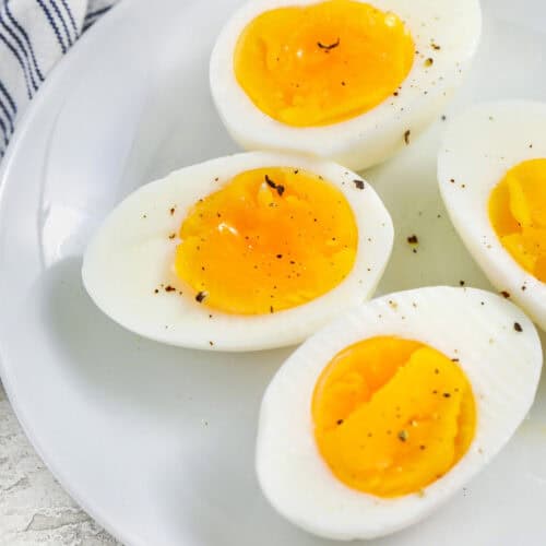 Microwave Hard Boiled Eggs with salt and pepper