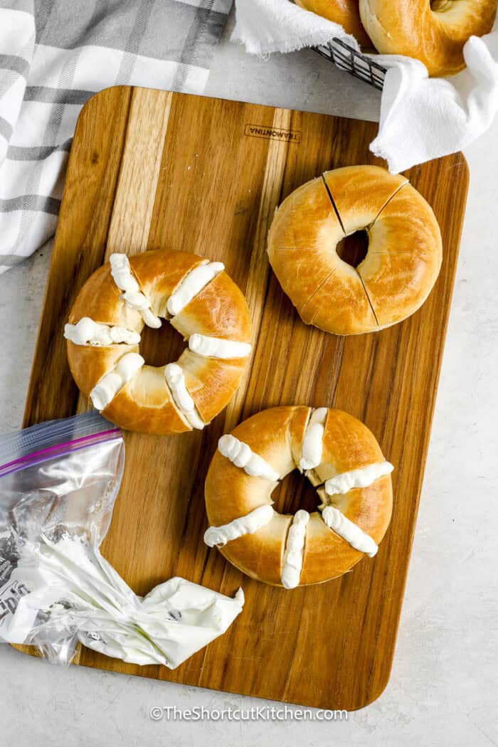 partially stuffed bagels