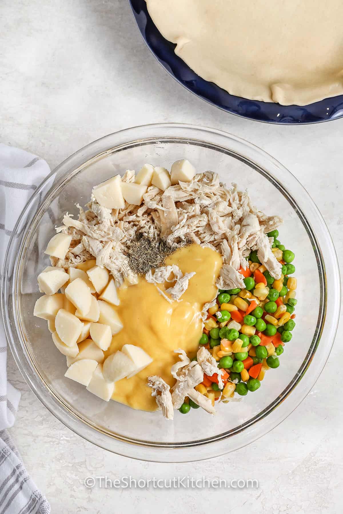 ingredients in a bowl to make Best Chicken Pot Pie