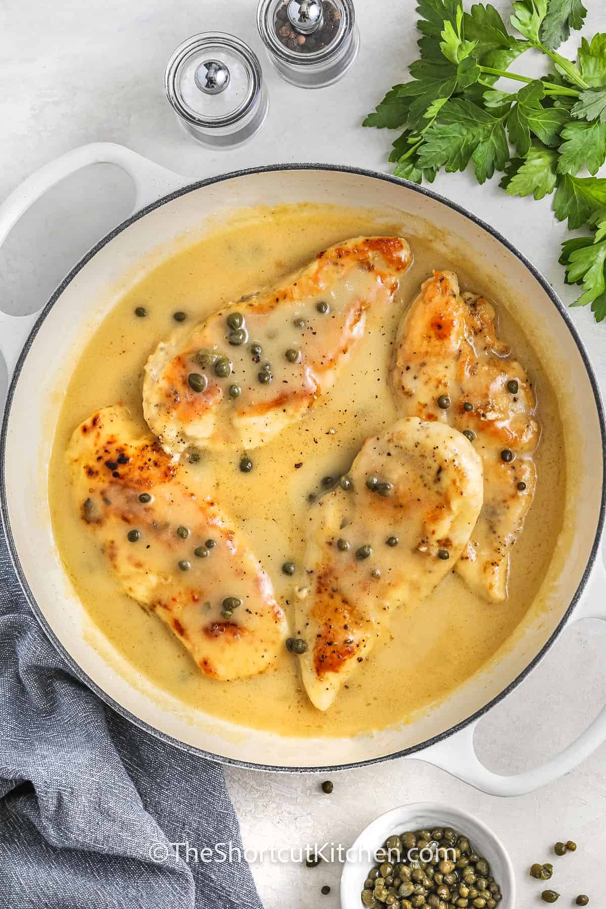 Chicken Scallopini Recipe in the pot in lemon sauce