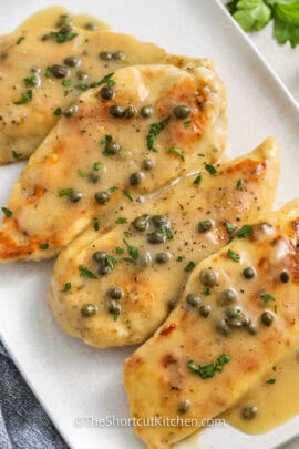 close up of Chicken Scallopini Recipe on a dish