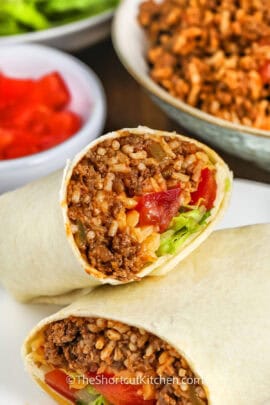 Two taco burritos assembled on a plate